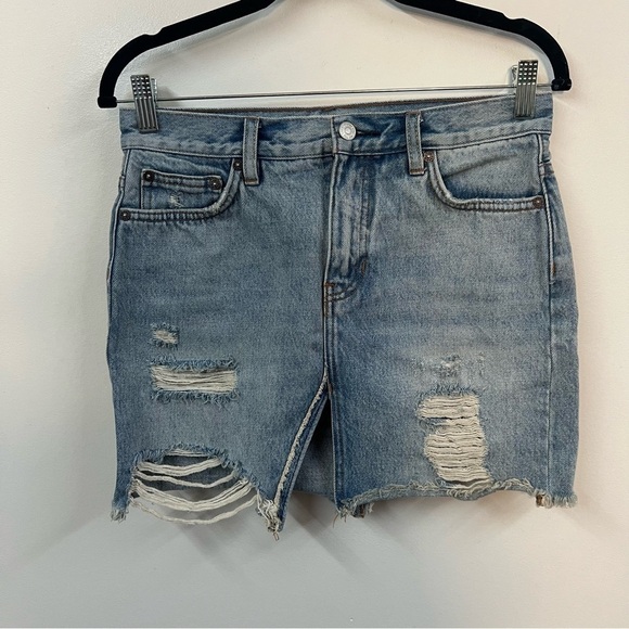 We the Free Relaxed and Destroyed Denim Mini Skirt - Picture 3 of 10